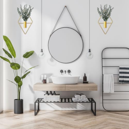 Jexine 4 Pcs Hanging Artificial Planters Wall Decor, Gold, Eucalyptus - Image 5