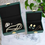 HofferRuffer Faux Leather Jewelry Boxes, Decorative Boxes Storage Accessory Organizer with Gold Hardware Decor, Classic Vegan Leather Set of 2 Pieces (Green) - Image 4