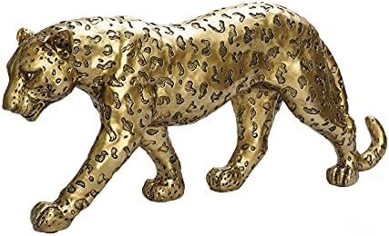Cheetah Statue Home Decor Leopard Sculpture Resin Sitting Cheetah Figurine Desktop Table Top Ornament Decoration for Home Office-Gold Or Silver (Walking-Champagne Gold) by Polyroyal