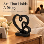 Anniversary Wedding Couples Gift Black Hearts Resin Statue Decor - Image 6