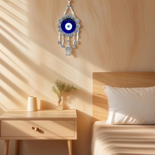 Blue Evil Eye Hamsa Hand Wall Hanging Ornament Decor, Sunflower Design - Image 5