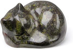 QINJIEJIE Dragon Blood Stone Cat Decor Healing Crystal Figurine Cat Statue by QINJIEJIE