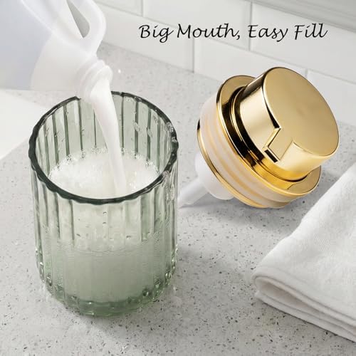 Amolliar Foaming Soap Dispenser, Green Glass Soap Dispenser Bathroom(Gold) - Image 6