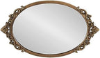 Kate and Laurel Arendahl Vintage Oval Mirrored Decorative Tray; 17 x 10; Antique Gold; Traditional Ottoman Tray for Living Room Home Decor with Ornate Detailing - Image 7