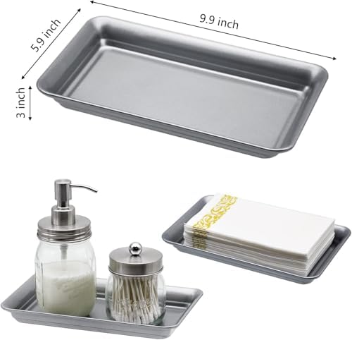 SheeChung Metal Vanity Tray, Bathroom Counter Storage Tray, Gray - Image 3