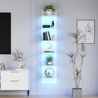 Qupui 6-Tier Wall Shelf with RGB LED, 57" Floating Storage, White by Qupui