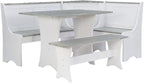 Linon Jackie Two Tone Pine Wood Coastal Corner Dining Nook in Graywash/White by Linon