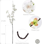 Artificial Cherry Blossom Branches 27.6In Silk Cherry Blossom Branches Long Stem Artificial Flowers for Tall Vase, for Home Decor, Spring Decor,Weddings Decor, Party&Festival Gifts 12PCS,White - Image 2