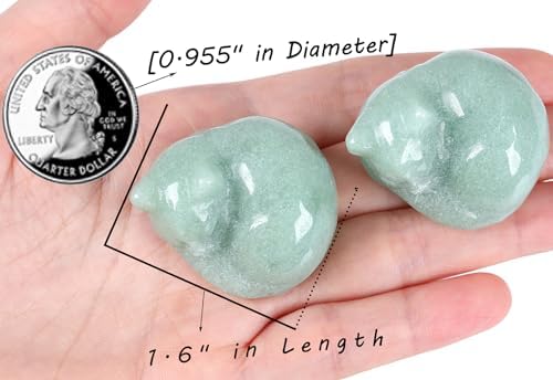 QINJIEJIE Green Aventurine Cat Crystals Decor Gift Healing Stone Cat Statue - Image 3