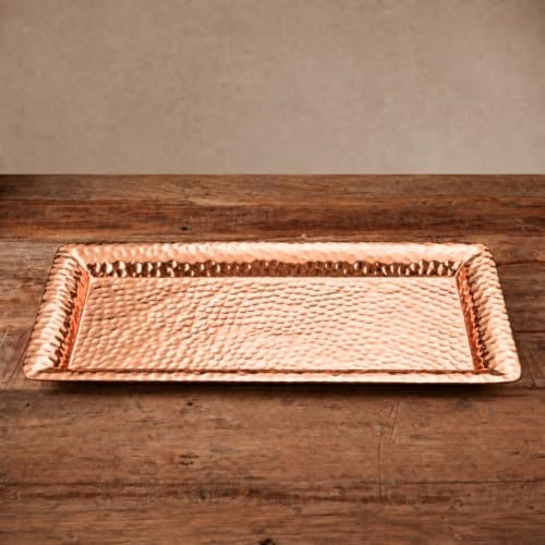 Monarch Abode Decorative Tray – 16-Inch Hand Hammered Copper Plated Metal Bathroom Tray Countertop, Vanity Trays Organizer, Perfume Plate for Dresser, Kitchen Countertop Large Fruit Platter - Image 2