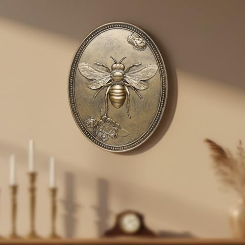 Newinhome Vintage Bee Wall Sculpture, Antique Wall Decor, Hanging Decoration with Embossed Bee Design, Vintage Decoration for Living Room, Bedroom and Hallway, Housewarming Gift - Image 2