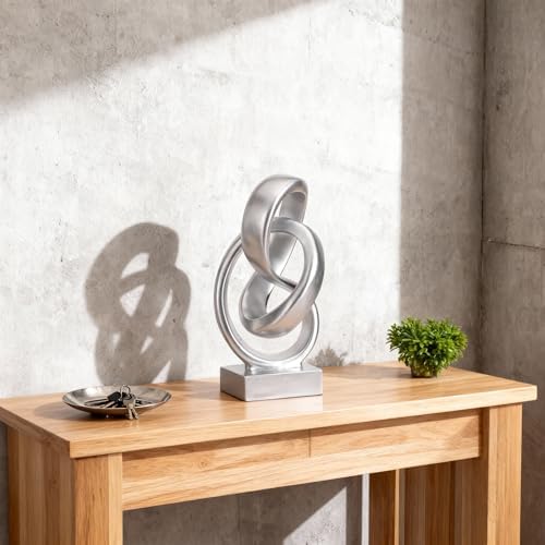 Abstract Silver Knot Sculpture, Geometric Decorative Statue, Silver Accent Piece for Living Room Coffee Table or Bookshelf Surface, Office TV Cabinet or entryway Console Table Decoration. - Image 2