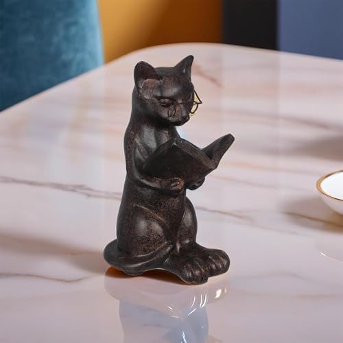 Young's Inc Cat Figurine - Cute Cat Statue - Whimsical Cat Decor for Cat Lovers, Collectibles and Meditation Decor - Cat with Eye Glasses - 4'' L X 3'' W X 5'' H - Image 5
