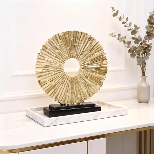 Gold Home Decor Sculpture, Unique Round line Statue, Modern Home Decor, Decorative Panel Statue Gold Decoration for Living Room TV Stand, Office, Bedroom, Dining Table Centerpiece. - Image 2