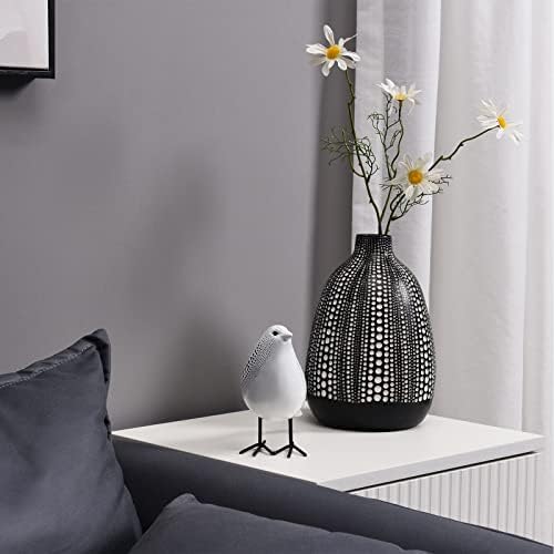 Quoowiit Bird Figurine, Modern Sculpture and Statues for Home Decor, Animal Statues for Bookshelf, Table, Entryway, Fireplace, Resin Decorative Sculpture with Chic Polka Dots Art Design (White) - Image 6