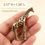 2‑Pack Brass Giraffe Figurines, 2.17" Mini Vintage Metal Giraffe Statue, Safari Style Small Animal Sculpture Ornament for Home Shelf Desk Decor, Collectible Gift - Image 2