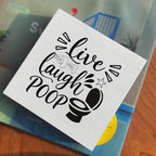 Funny Rustic Bathroom Decor Wooden Box Sign 5x5 Inch - "Live, Laugh, POOP" Humorous Restroom Shelf Wall Countertop Ornament, Farmhouse Style Decor for Guest Bathroom & Housewarming Gif - Image 4