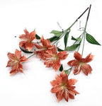Artificial Lily Flowers, Vintage Fake Silk Flower Long Stems Stargazer Lilies Real Touch Faux Plants Stem Tiger Bouquets for Home Decor Indoor Outdoor Wedding Party Floral DIY Decorations Brown 4 Pack - Image 6