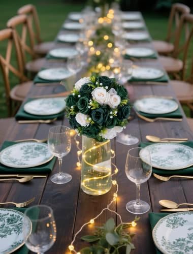 BLOSMON Green Flowers Artificial for Weddings: 10 Pcs, Fake Rose Balls - Image 6