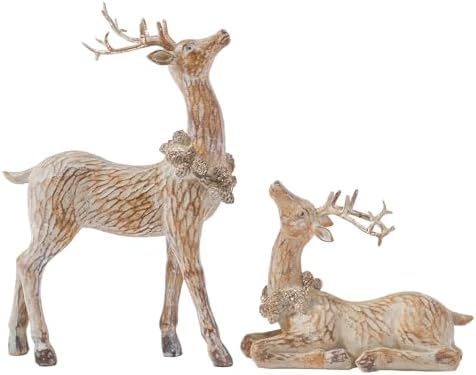 DN DECONATION 2pcs Reindeer Christmas Figurines, Tabletop Christmas Decor by DNDECONATION