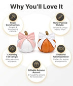 Decorative Resin Pumpkin Figurines Orange White with Bow Fall Decor Harvest - Image 7