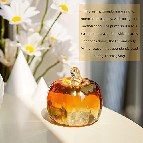 2.8'' Brown Striped Glass Pumpkins For Decorating Fall Harvest Halloween - Image 4