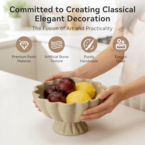 Pedestal Decorative Bowl, 8" Footed Ruffle Fruit Bowl for Home Decor - Image 3