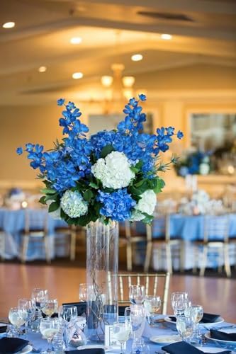 10 PCS Blue Artificial Orchids Silk Fake Orchid Flowers 27 Inches Faux Orchid Artificial Flowers for Wedding Party Home Decoration(Blue) - Image 7