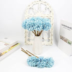 Tinsow 12PCS Artificial Ball Chrysanthemum Faux Flowers Bouquet Light Blue - Image 5