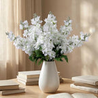 Fake Flowers 23.6” Delphinium Artificial Flowers 8Pcs Silk Flowers with Stems Long Stem Artificial Flowers for Tall Vase Faux Flowers for Indoor Home Decoration Wedding Decoration Centerpiece White - Image 3