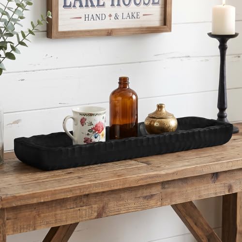 Oakrain Large Wood Dough Bowl, 30" Extra Long Rustic Decorative Bowl, Black - Image 6