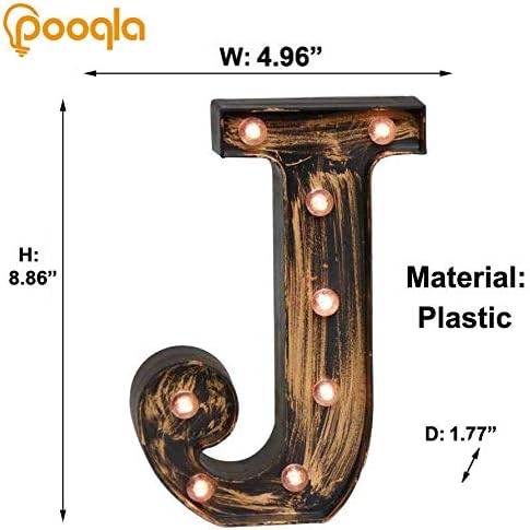 Pooqla Vintage Light Up Marquee Letters with Lights – Illuminated Industrial Style Lighted Alphabet Letter Signs - Coffee Bar Apartment Bedroom Wall Home Initials Decor A-Z - Image 4