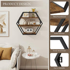 Hexagon Shelves for Wall, Decorative Hexagon Floating Shelves - Image 5