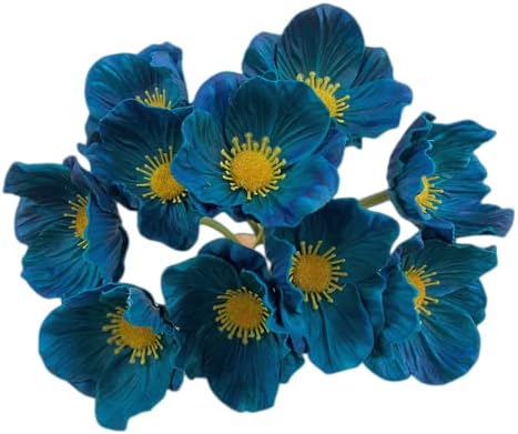 10 pcs Retro Blue Artificial Flowers Poppy Flowers,11" Faux Flower Stems by Unknown