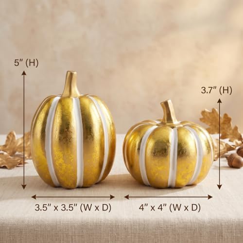 FESTGLOX 2Pcs Resin Pumpkin Figurines, Fall Thanksgiving Decor - Image 2