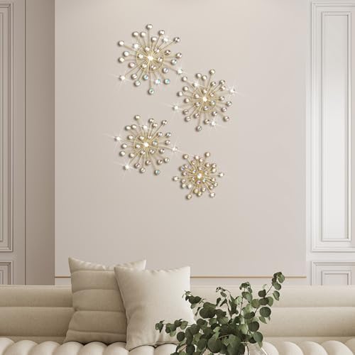 Blulu 4 Pcs Starburst Whimsy Wall Decor, Bling Metal Wall Art - Image 4