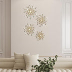 Blulu 4 Pcs Starburst Whimsy Wall Decor, Bling Metal Wall Art - Image 4