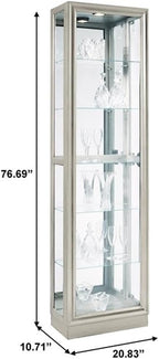 Pulaski Furniture Hardwood Side Entry Curio Cabinet in Platinum Silver Finish - Image 2