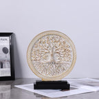 Tree of Life Sculpture, Round Decorative Resin Statue with Tree Relief Design, Modern Tabletop Home Decor Accent for Living Room Shelf, Mantel, Console Table and Office - Image 5
