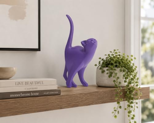 7 Inch Purple Proud Cat Statue - Image 2