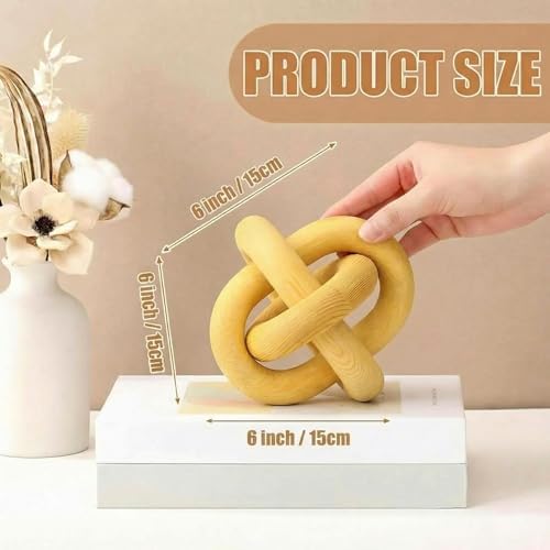 Yalikop 3 Link Wood Knot Decor Rustic Table Shelf Accents, Yellow - Image 2