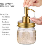 Amolliar Glass Mason Jar Bathroom Accessories Set 4 Pcs (Gold) - Image 3