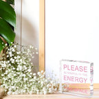 Please Be Mindful of The Energy Desk Sign - 4x4 Inch Pink Acrylic Office Decor for Women, Therapist Room Decor, Positive Workspace Sign, Calm Office Accessories & Wellness Gift - Image 3