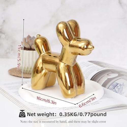 Notakia Large Golden Cute Ceramics Balloon Dog Statue Crafts Living Room Desktop Decorations,Handmade Modern Small Ceramic Animal Statue Ornament Home Decor Accents - Image 2