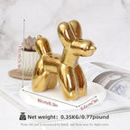 Notakia Large Golden Cute Ceramics Balloon Dog Statue Crafts Living Room Desktop Decorations,Handmade Modern Small Ceramic Animal Statue Ornament Home Decor Accents - Image 2