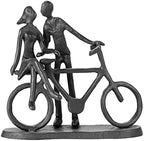 Bike Couple Figurine Statue - Art Metal Sculpture Decor Anniversary - Romantic Gift for Wedding and Anniversary - for Him,Her and Bicycle Lovers, Metal Ornament Couple Statues for Home Decor by Hanyibao