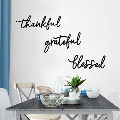 Thankful Grateful Blessed Letter Sign Metal Wall Decor, 3 Piece Black Letters Wall Art for Bathroom Bedroom Metal Words Wall Decor for Home Decor - Image 5