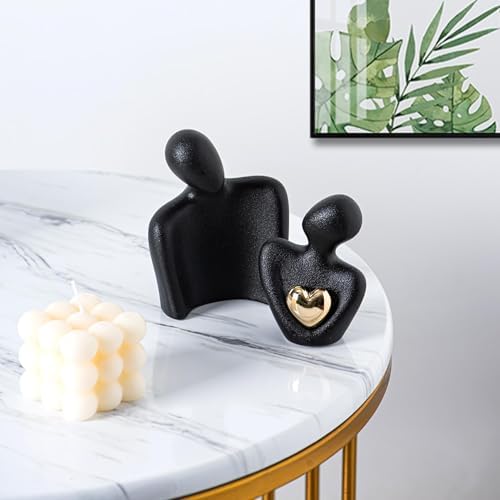 Ceramic Couple Statue - Modern Shelf Decor Knick Knacks for Shelves, Valentine's Day Wedding Gifts, Home Decor for Living Room, Bedroom, Bookshelf & TV Stand - Small Figurines(Black) - Image 7