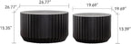 46.46'' Black Round Nesting Coffee Table Set of 2, Modern Circle Fluted Drum - Image 2