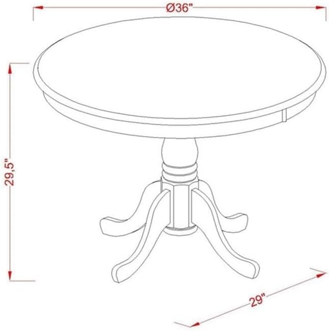 East West Furniture AST-NLW-TP Antique Modern Kitchen Table - Image 3